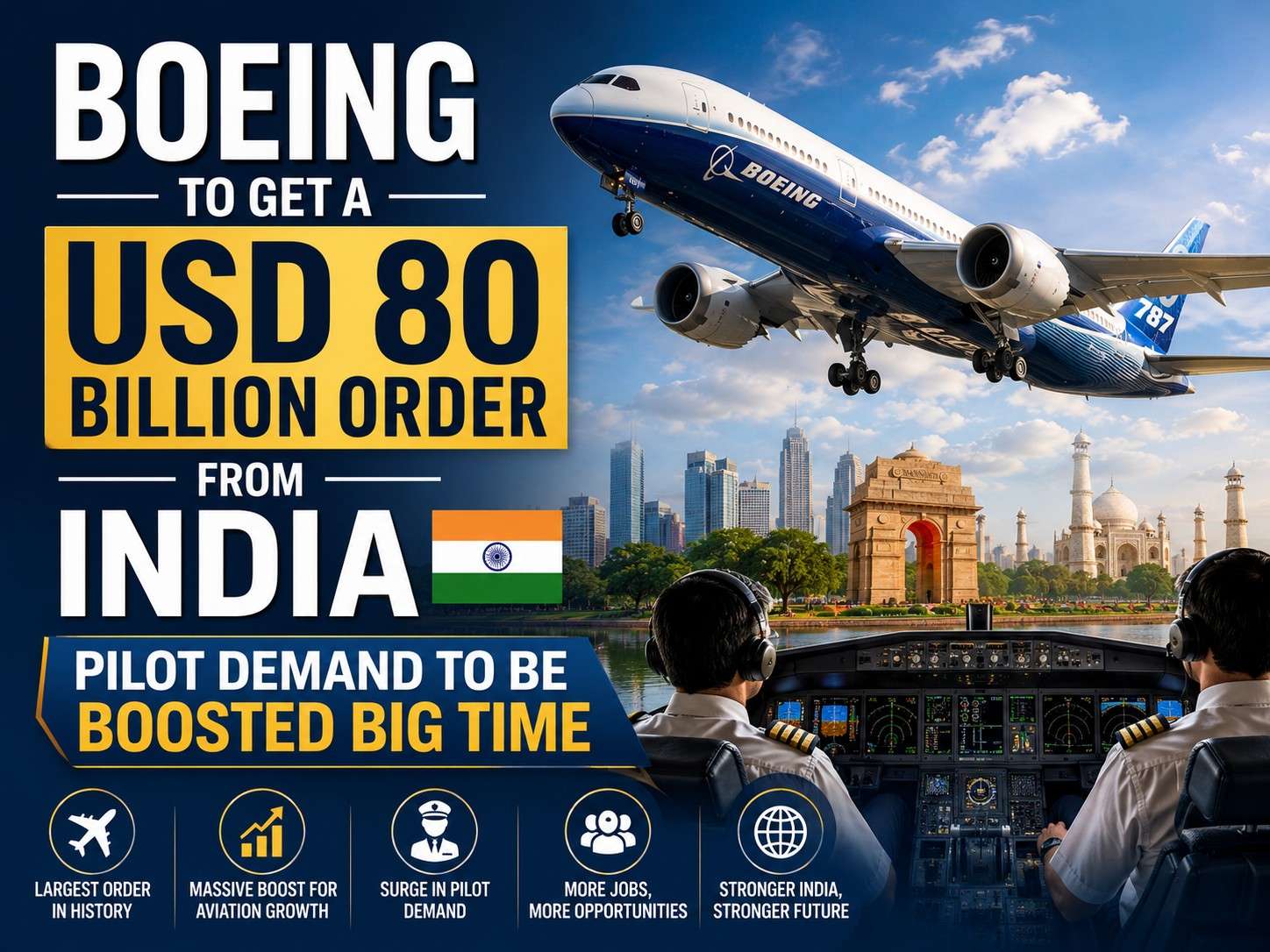 Boeing to Get a USD 80 billion Order from India: Pilot Demand to be Boosted Big Time