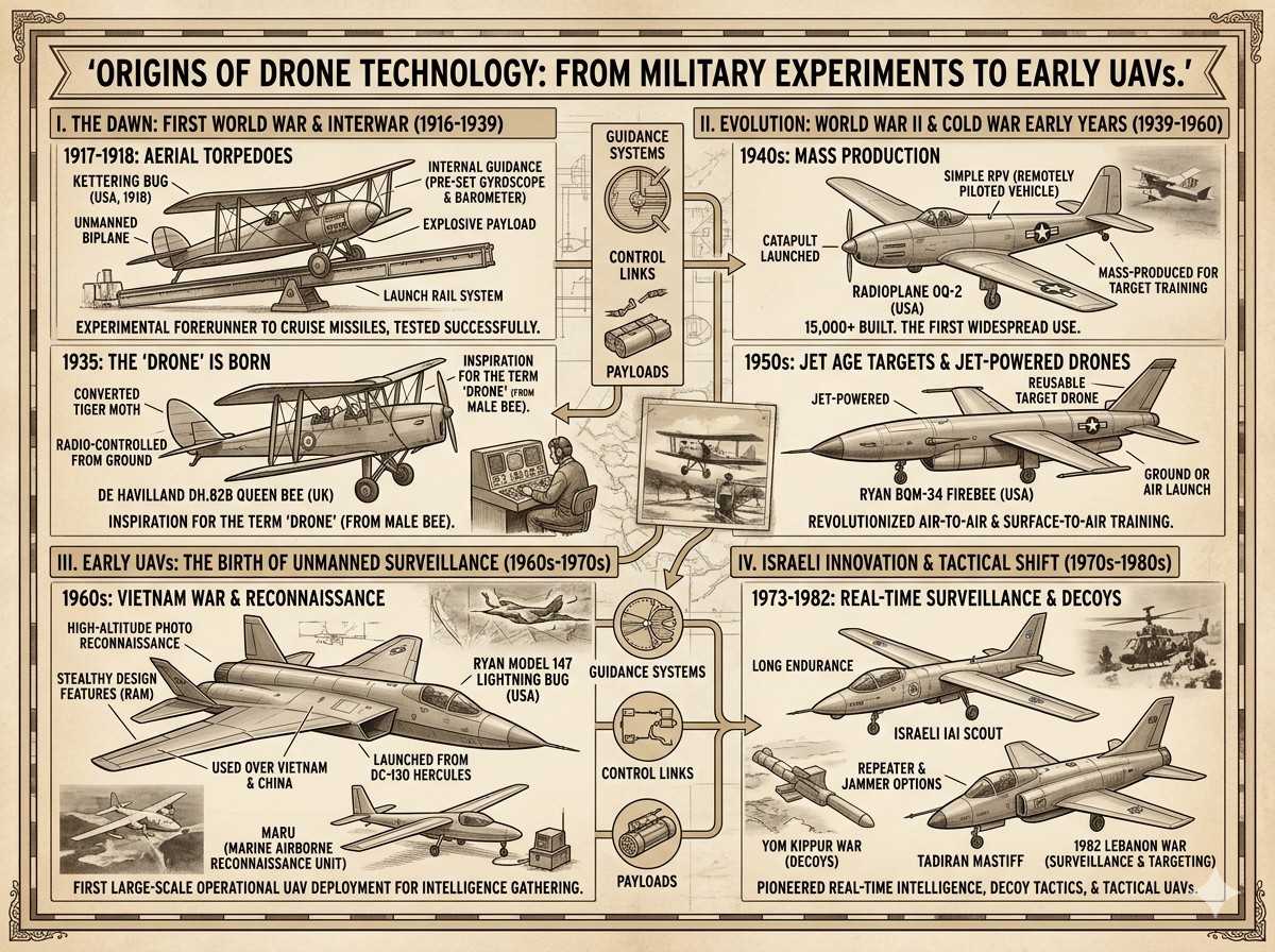 Origins of Drone Technology: From Military Experiments to Early UAVs